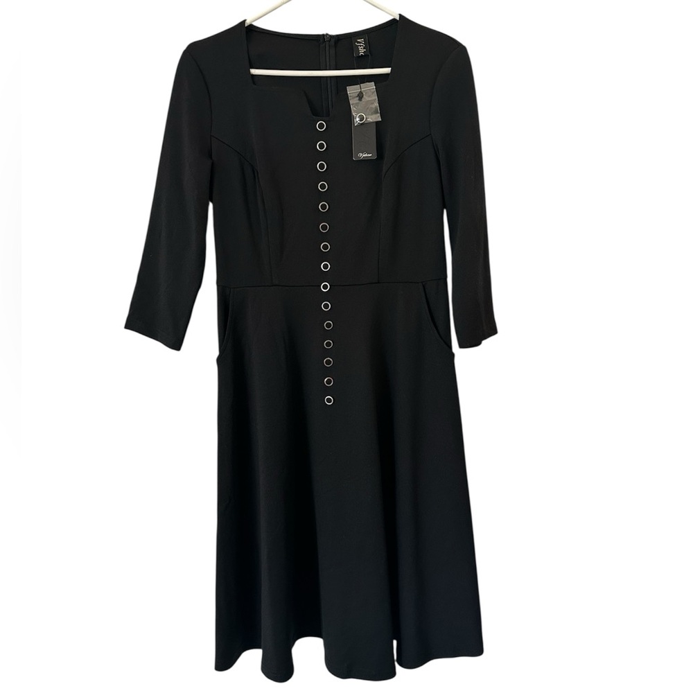 VFSHOW Women’s Square Neck Fit and Flare Dress - Picture 3 of 3